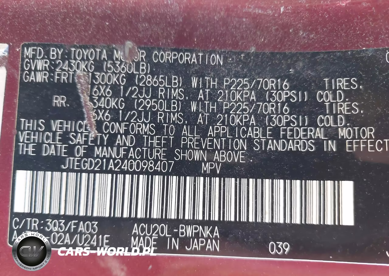 2004 Toyota Highlander VIN:JTEGD21A240098407 - 9