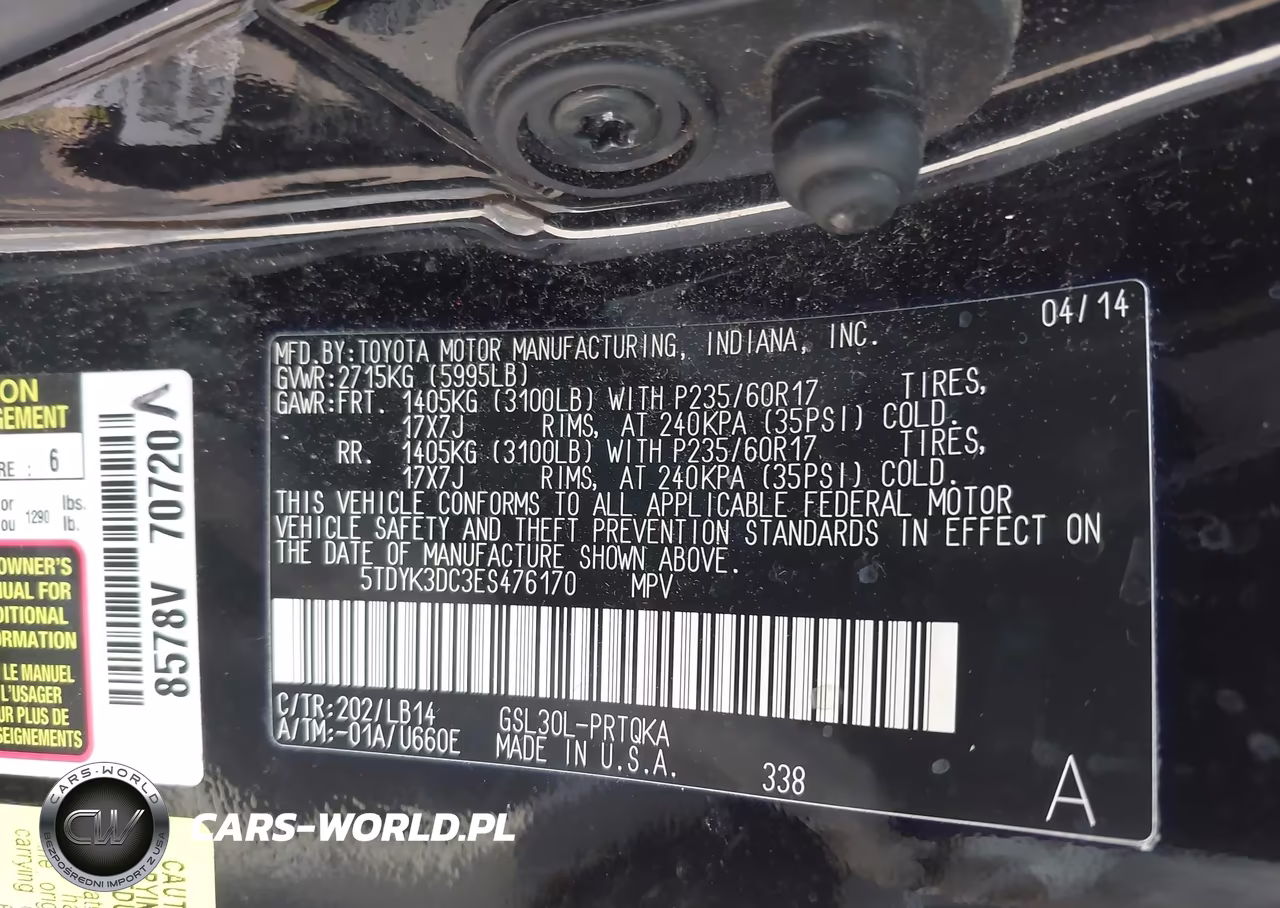 2014 Toyota Sienna Xle V6 8 Passenger VIN:5TDYK3DC3ES476170 - 9
