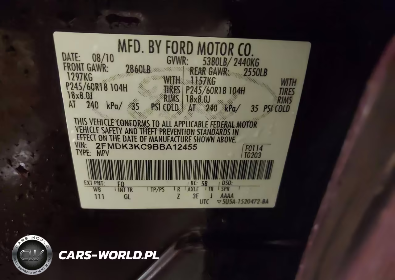 2011 Ford Edge Limited VIN:2FMDK3KC9BBA12455 - 9