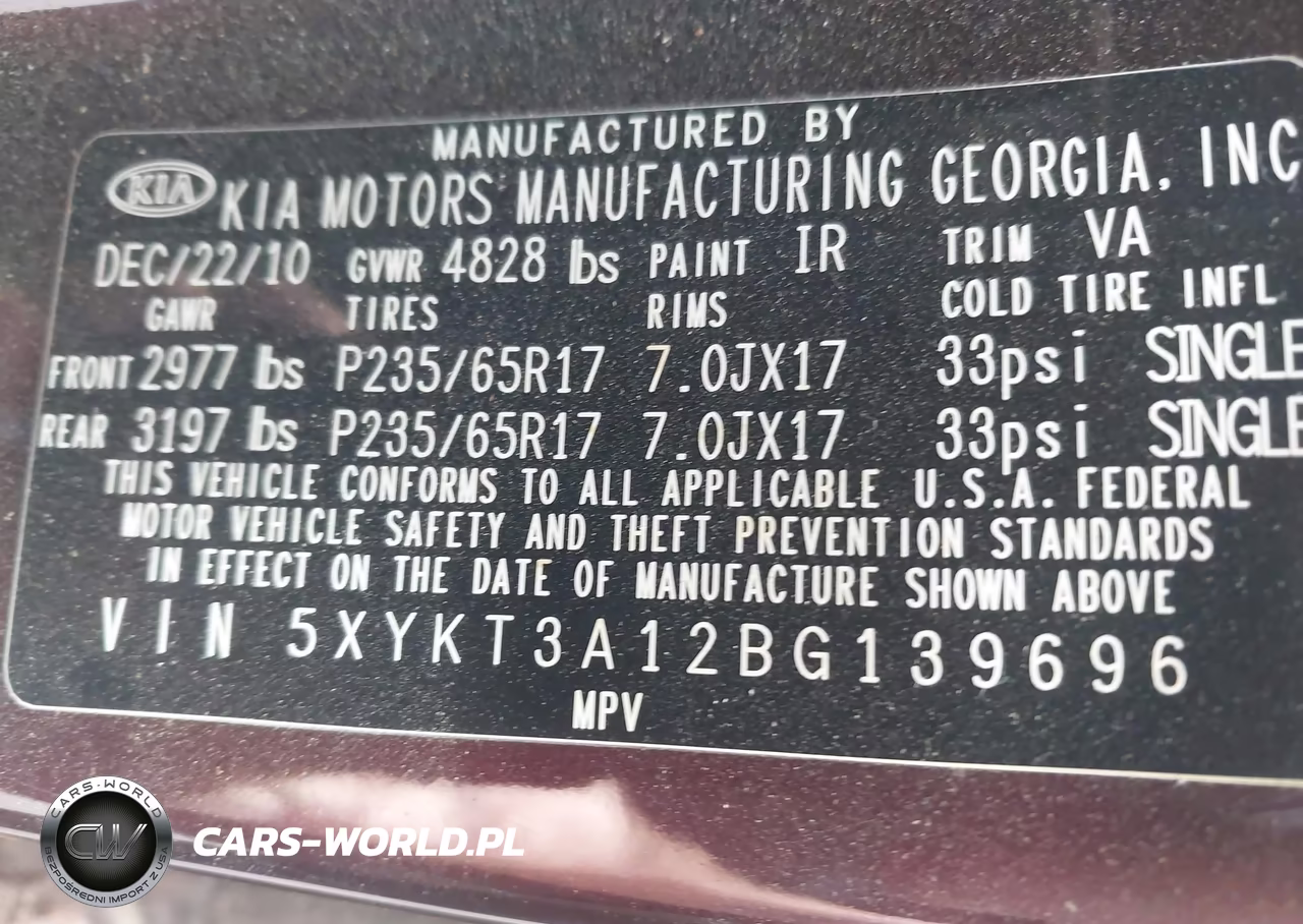 2011 Kia Sorento Lx VIN:5XYKT3A12BG139696 - 9