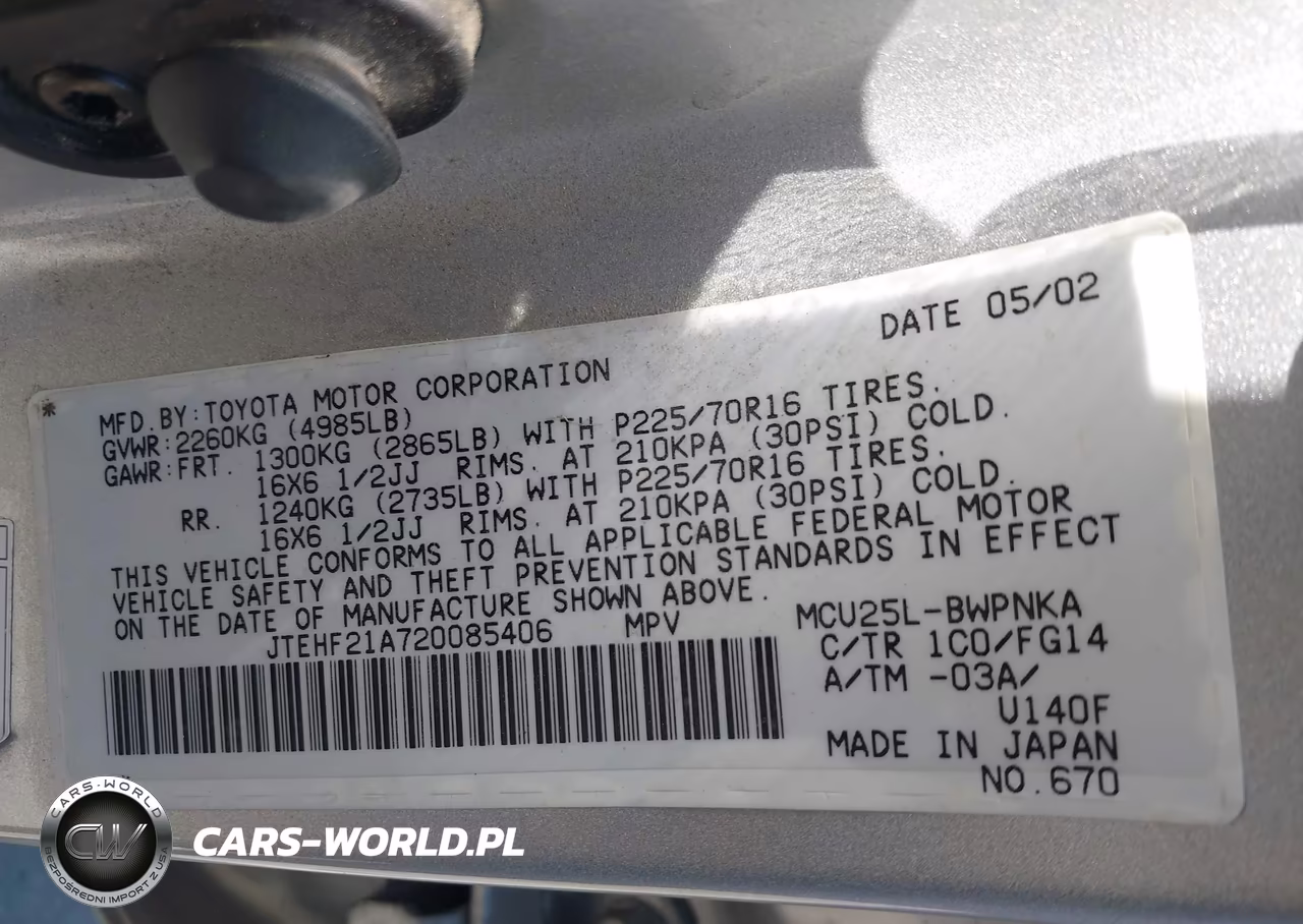 2002 Toyota Highlander V6 VIN:JTEHF21A720085406 - 9