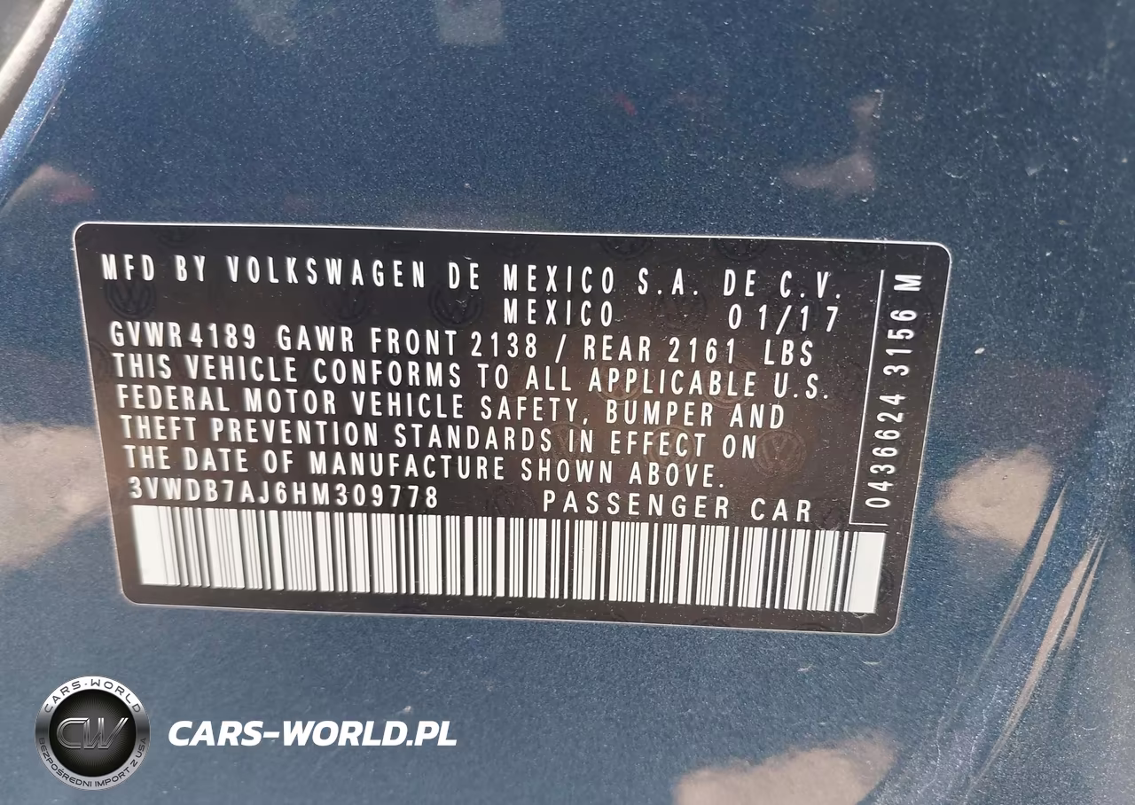 2017 Volkswagen Jetta 1.4T Se VIN:3VWDB7AJ6HM309778 - 9
