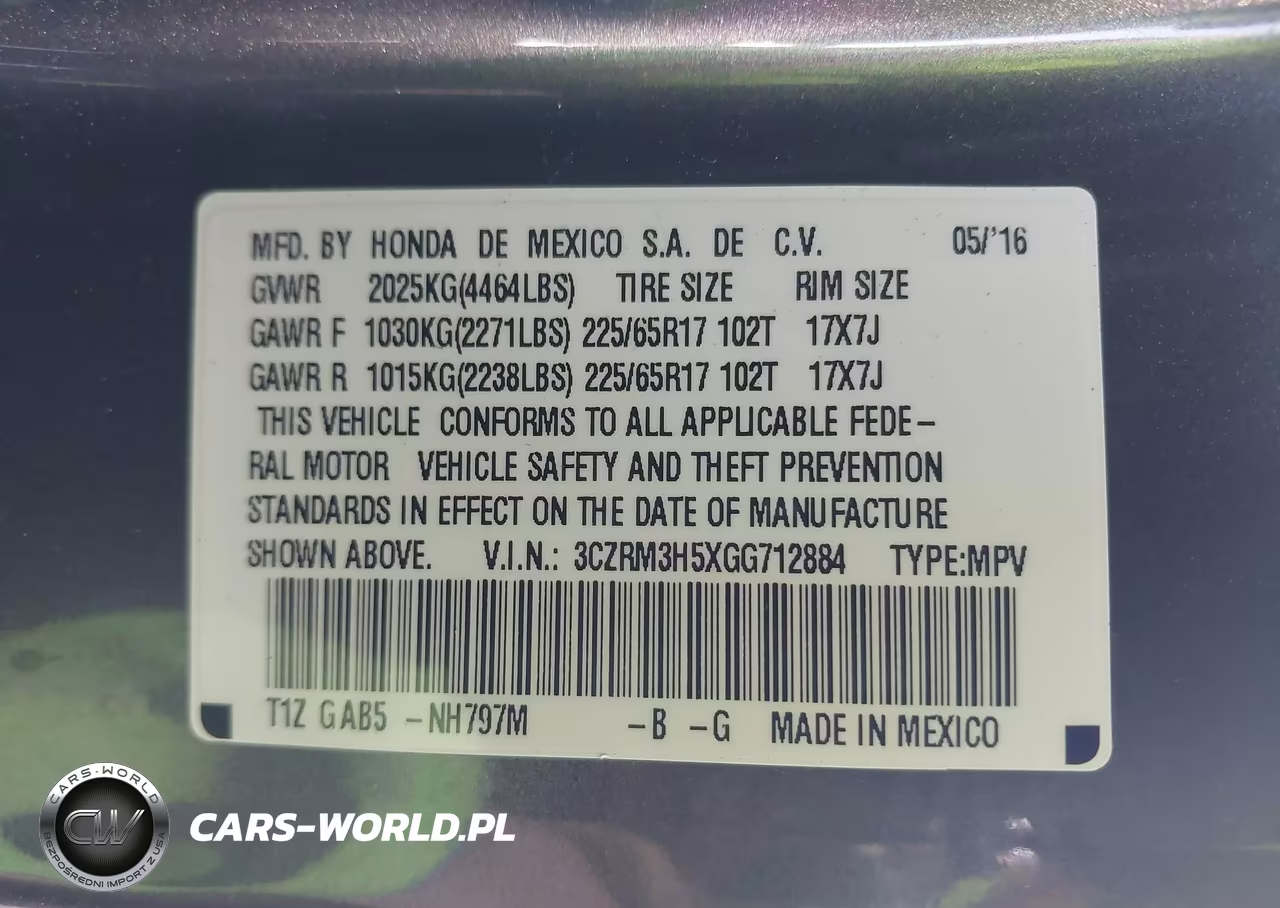 2016 Honda Cr-V Ex VIN:3CZRM3H5XGG712884 - 9