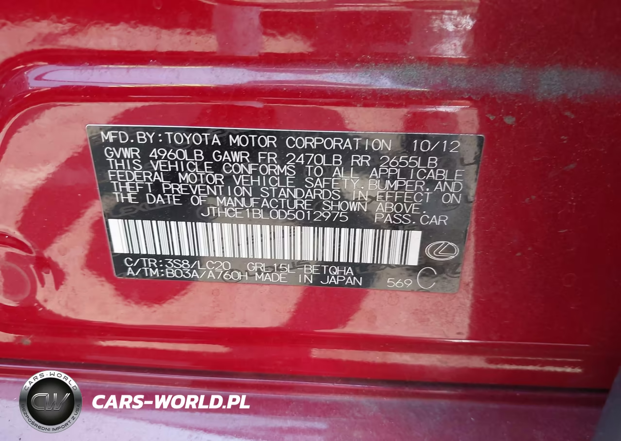 2013 Lexus Gs 350 VIN:JTHCE1BL0D5012975 - 9