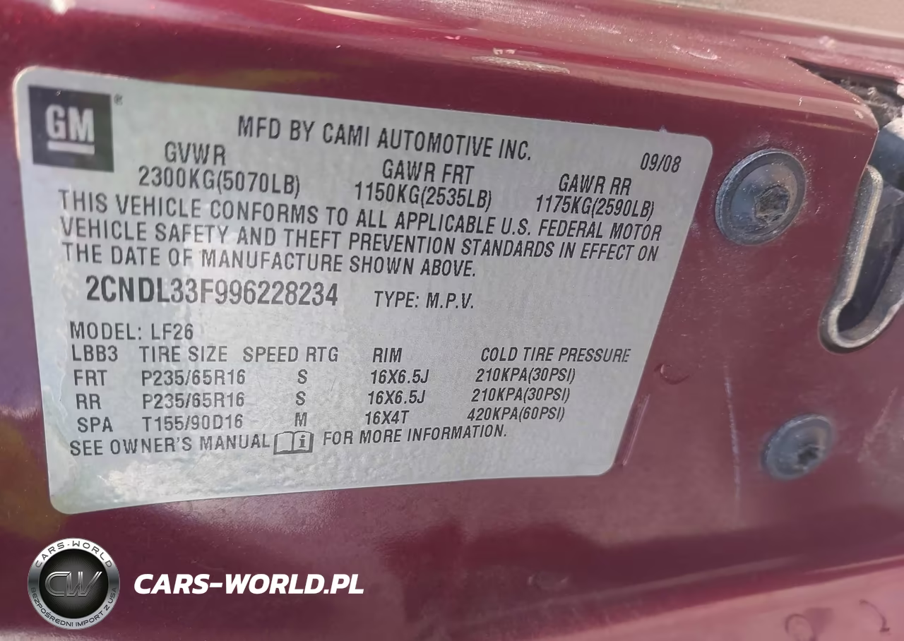 2009 Chevrolet Equinox Lt VIN:2CNDL33F996228234 - 9
