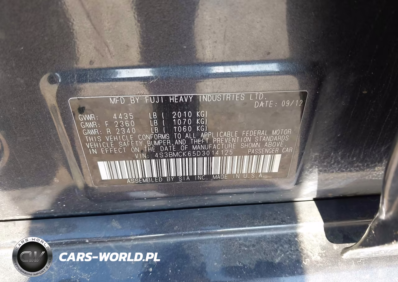 2013 Subaru Legacy 2.5I Limited VIN:4S3BMCK65D3014125 - 9