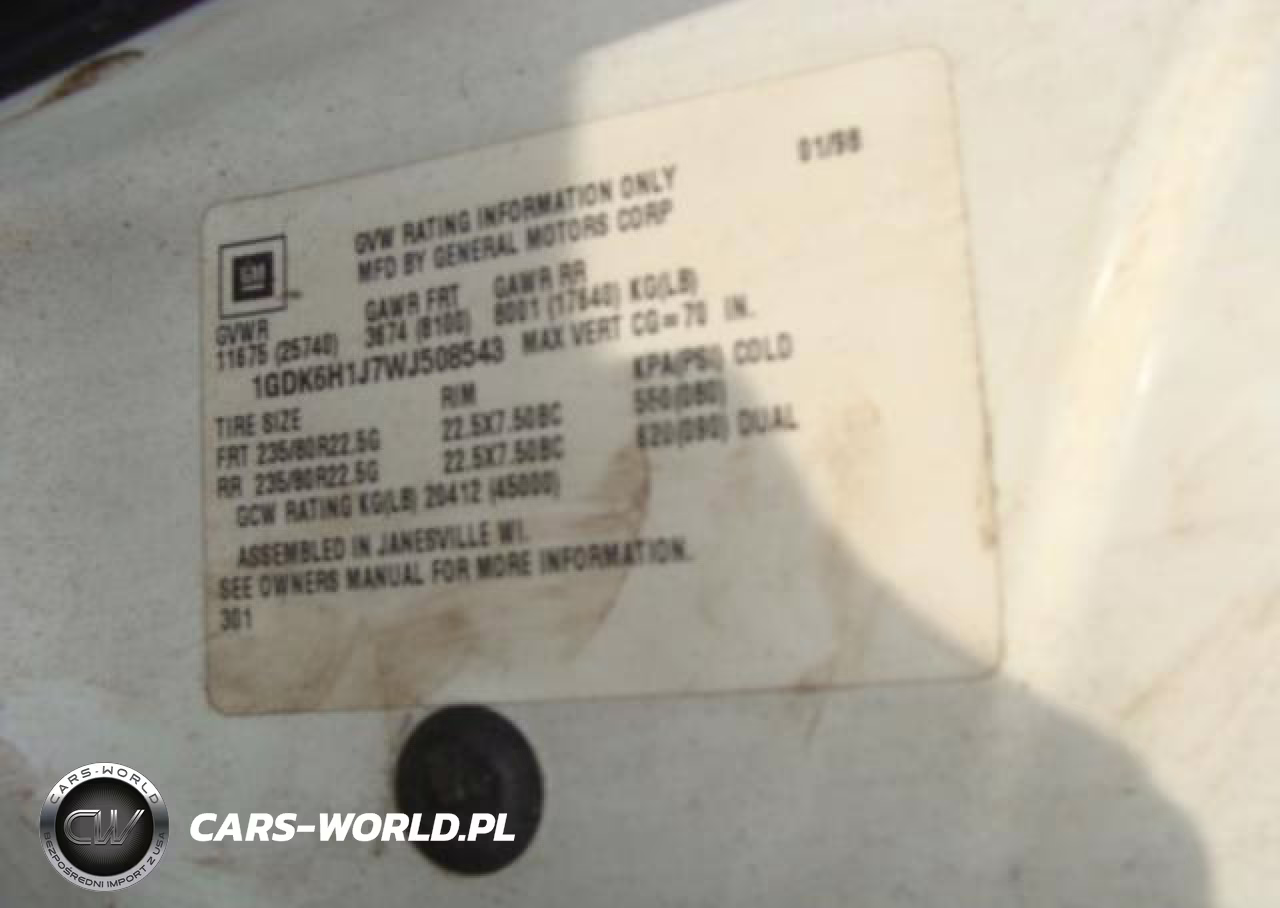 1998 GMC C-Series C6H042 VIN:1GDK6H1J7WJ508543 - 8