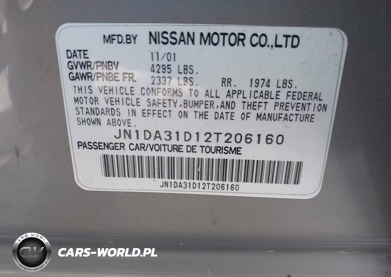 2002 Nissan Maxima Se VIN:JN1DA31D12T206160 - 9