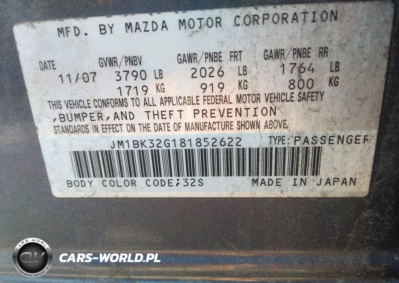 2008 Mazda Mazda3 I VIN:JM1BK32G181852622 - 9