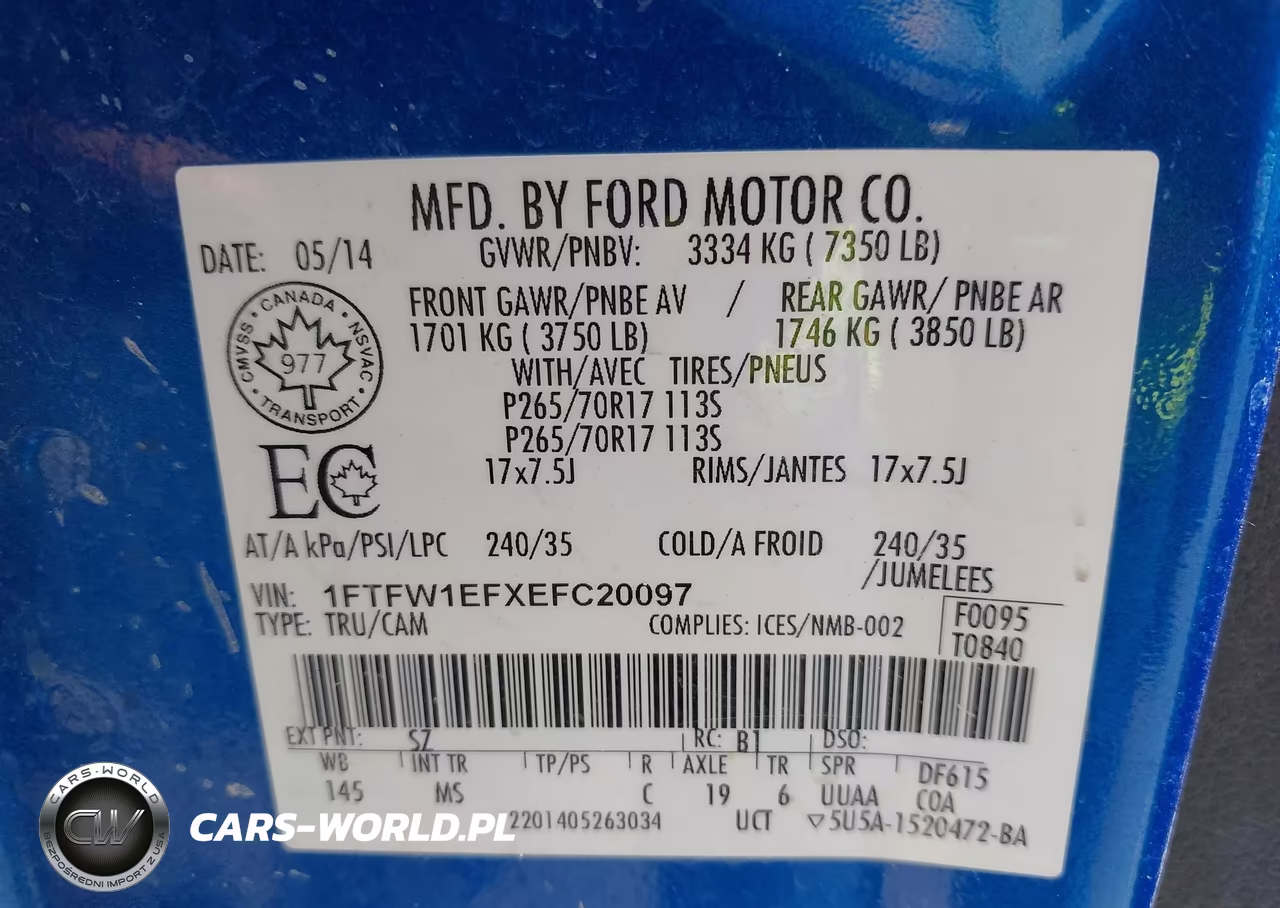 2014 Ford F150 Supercrew VIN:1FTFW1EFXEFC20097 - 9