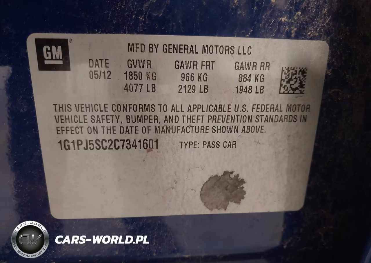 2012 Chevrolet Cruze Eco VIN:1G1PJ5SC2C7341601 - 9