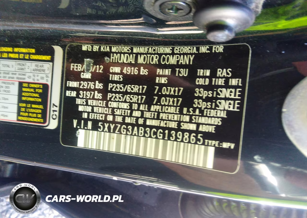 2012 Hyundai Santa Fe Gls VIN:5XYZG3AB3CG139865 - 9