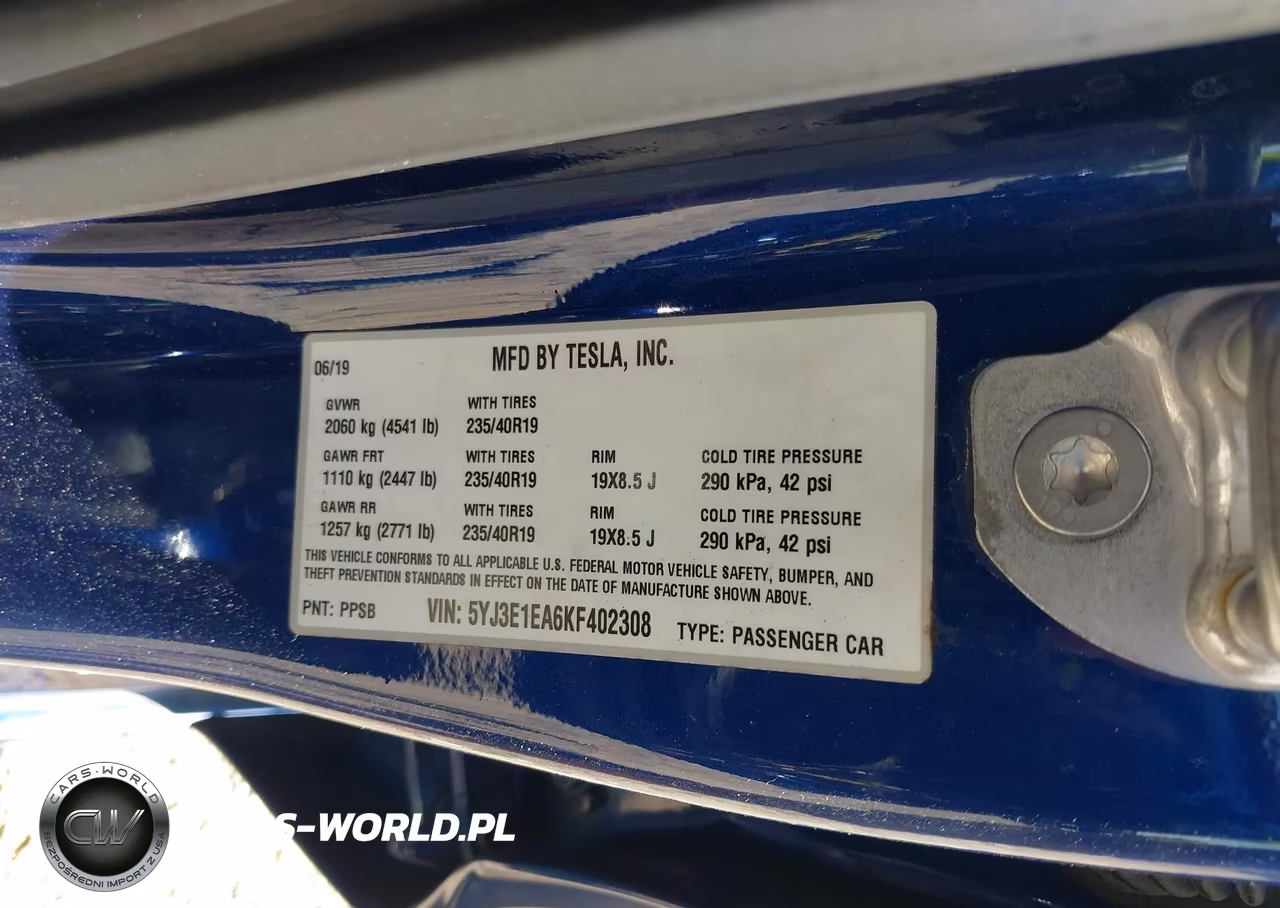 2019 TESLA MODEL 3 LONG RANGE-MID RANGE-STANDARD RANGE-STANDARD RANGE PLUS VIN:5YJ3E1EA6KF402308 - 9