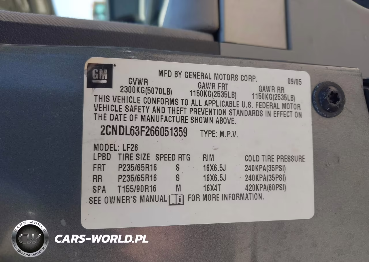 2006 Chevrolet Equinox Lt VIN:2CNDL63F266051359 - 9