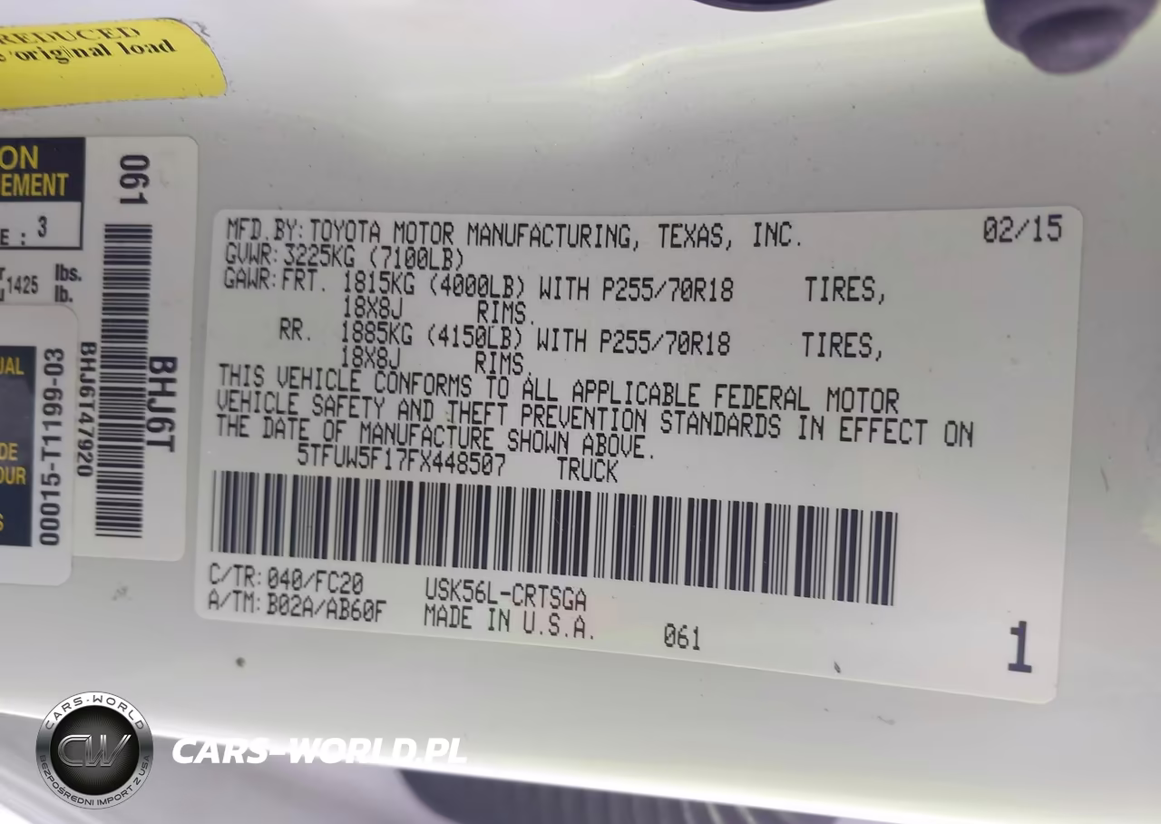 2015 Toyota Tundra Sr5 5.7L V8 VIN:5TFUW5F17FX448507 - 9