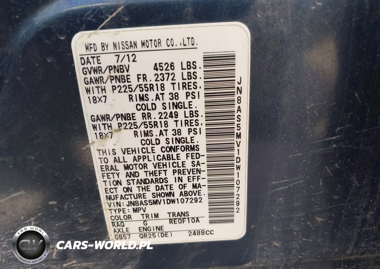 2013 Nissan Rogue Sv W-Sl Pkg VIN:JN8AS5MV1DW107292 - 9