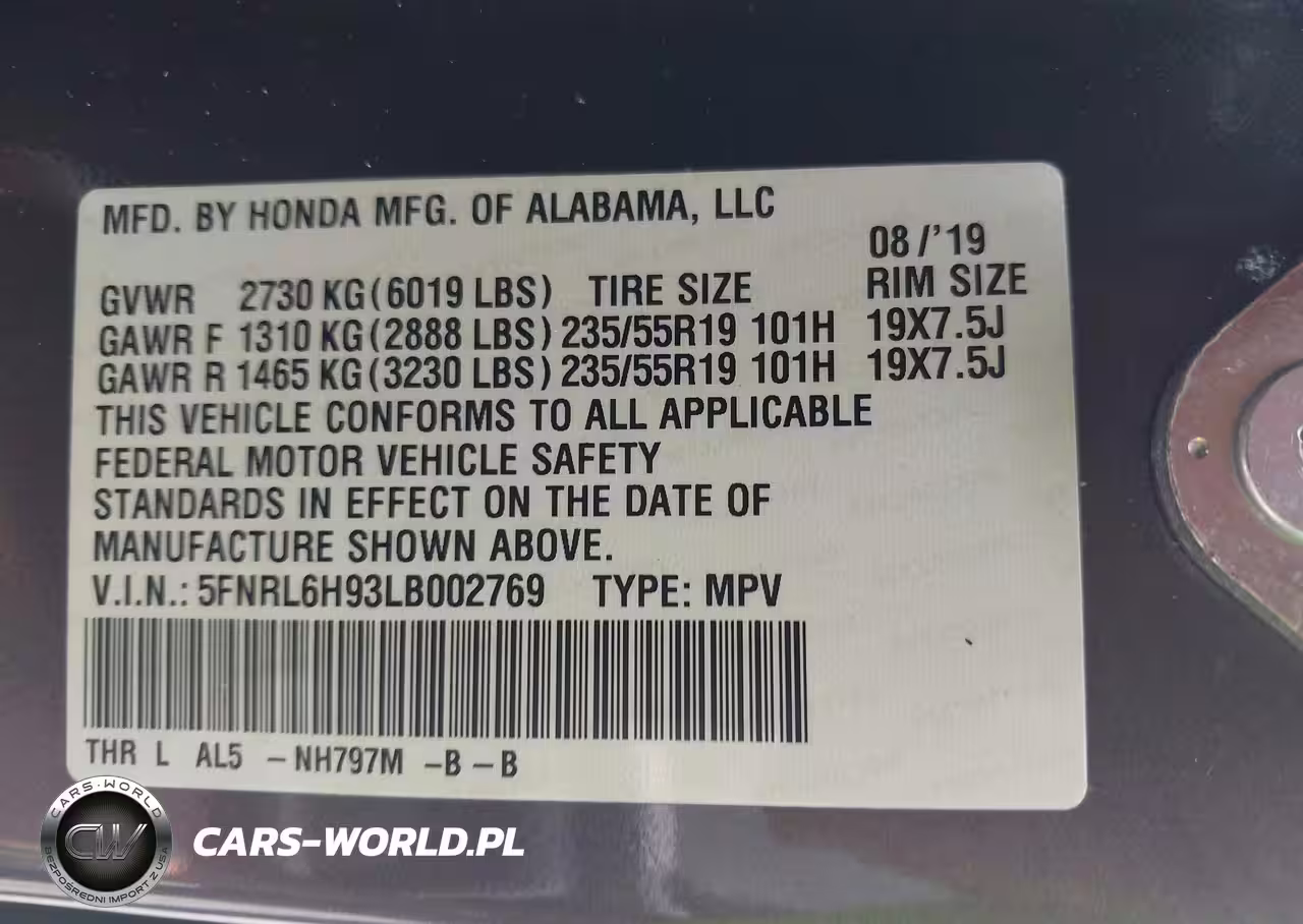 2020 Honda Odyssey Elite VIN:5FNRL6H93LB002769 - 9