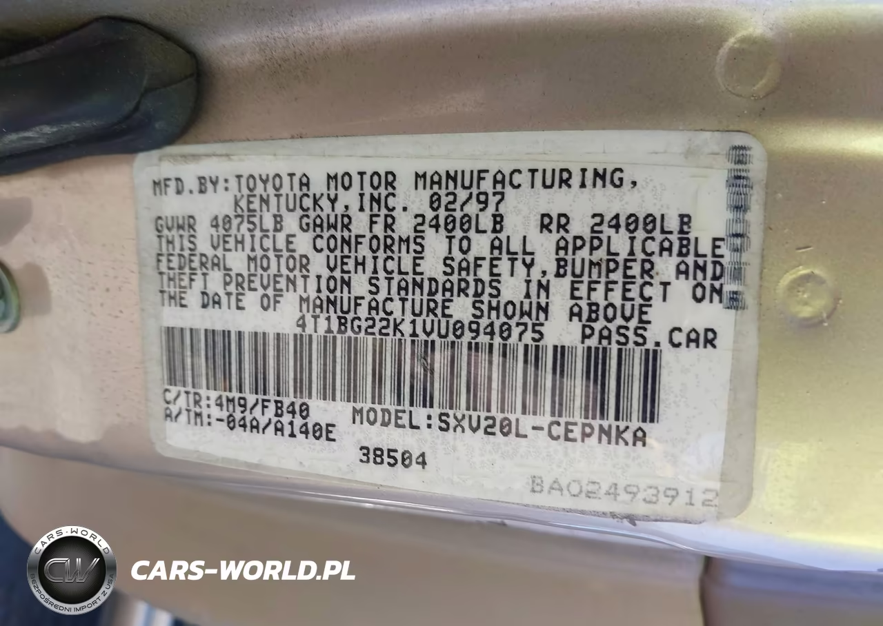 1997 Toyota Camry Le VIN:4T1BG22K1VU094075 - 9