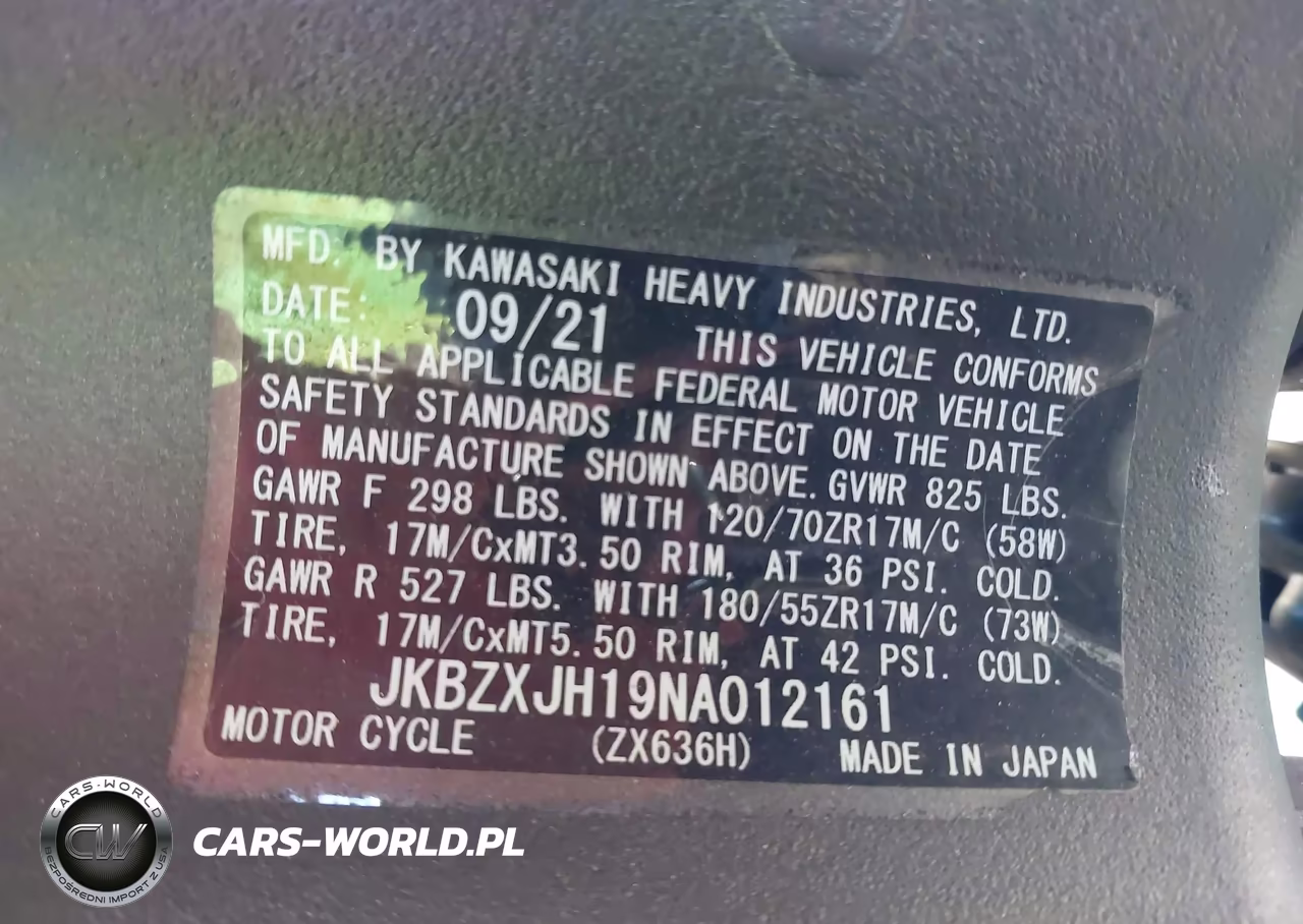 2022 Kawasaki Zx636 K VIN:JKBZXJH19NA012161 - 10