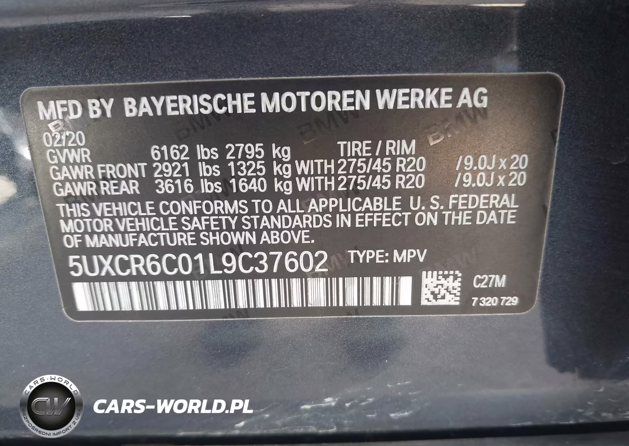 2020 BMW X5 xDrive40I VIN:5UXCR6C01L9C37602 - 9