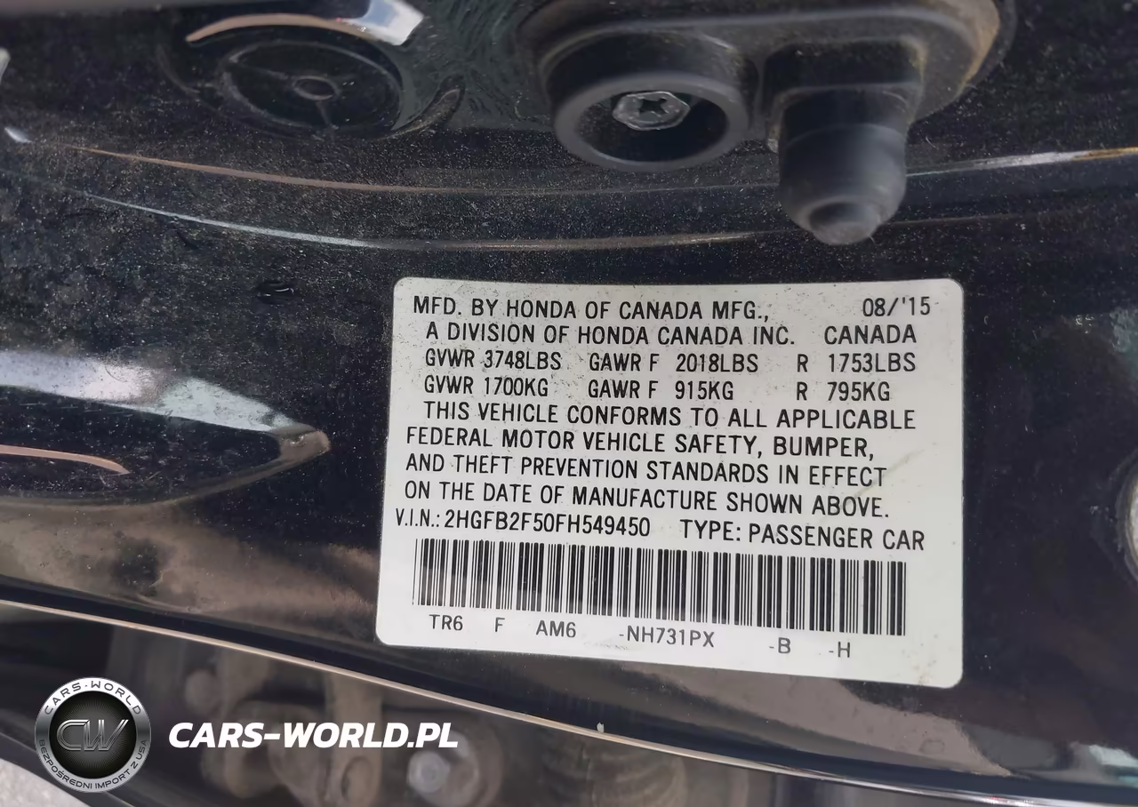 2015 Honda Civic Lx VIN:2HGFB2F50FH549450 - 9