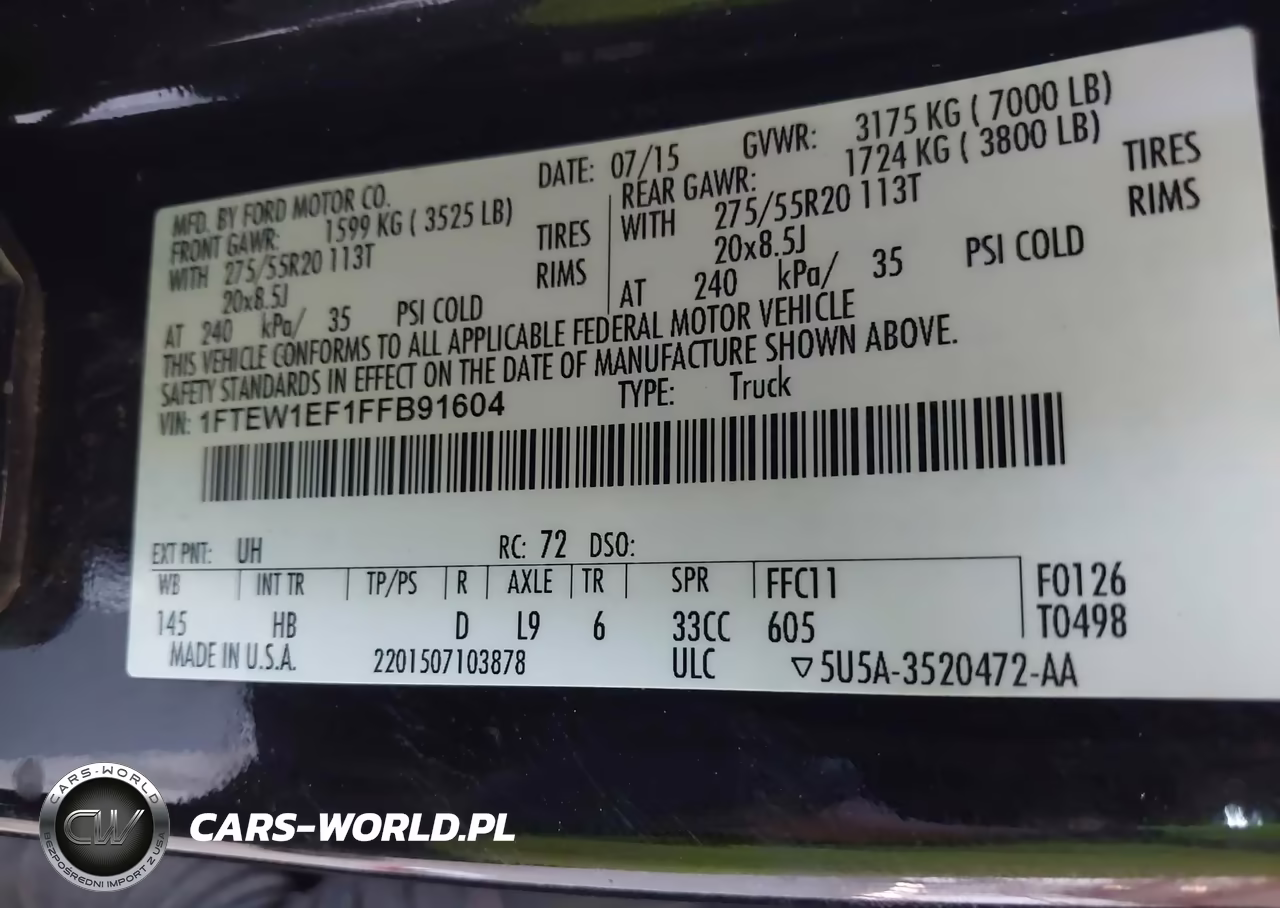 2015 Ford F-150 Lariat VIN:1FTEW1EF1FFB91604 - 9