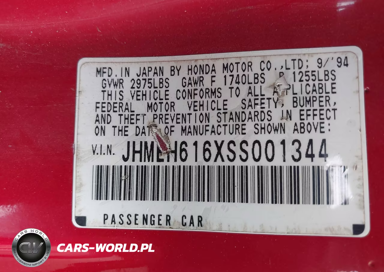 1995 Honda Civic Del Sol Si VIN:JHMEH616XSS001344 - 9