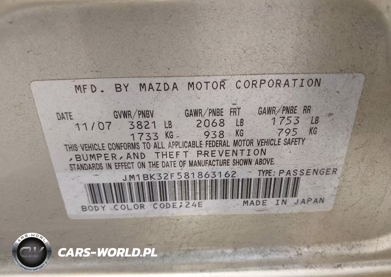 2008 Mazda Mazda3 I VIN:JM1BK32F581863162 - 9
