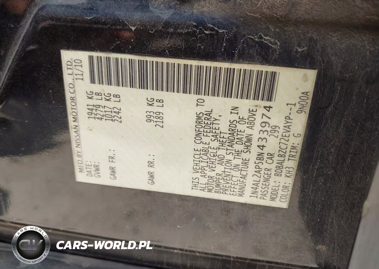 2011 Nissan Altima 2.5 S VIN:1N4AL2AP5BN433974 - 9