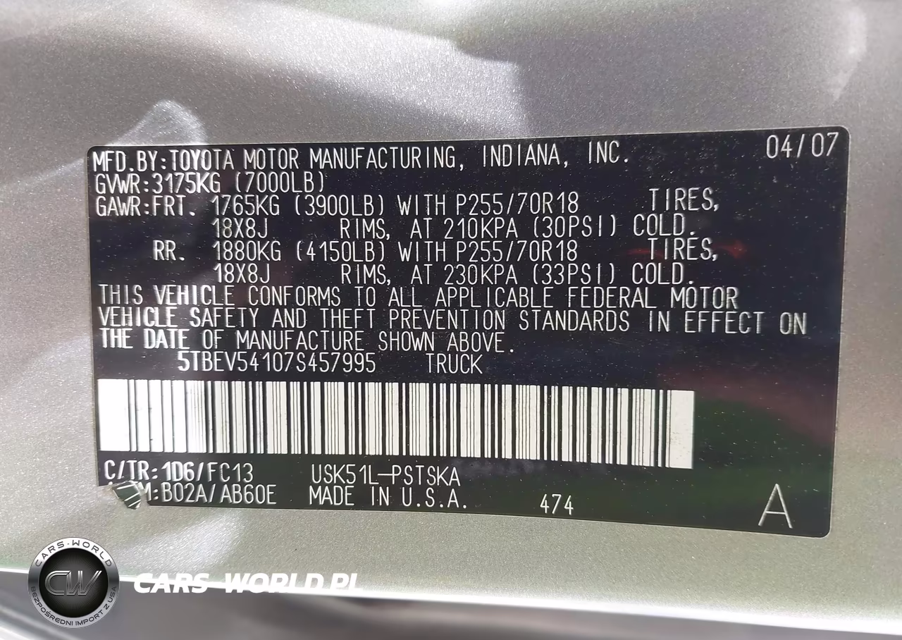 2007 Toyota Tundra Sr5 5.7L V8 VIN:1HGCG5670YA808155 - 9