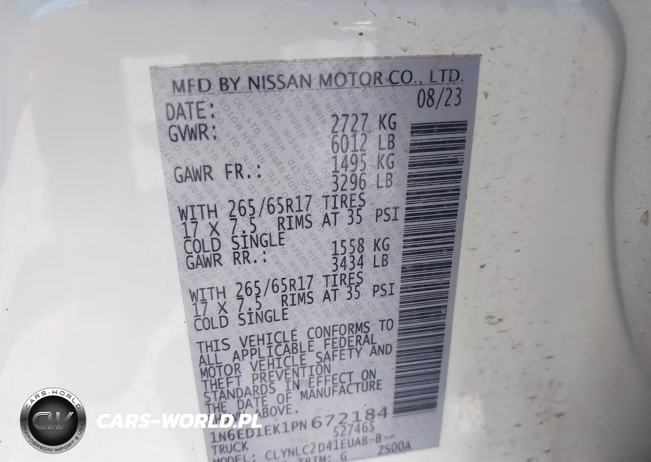 2023 Nissan Frontier Sv 4X4 VIN:1N6ED1EK1PN672184 - 9