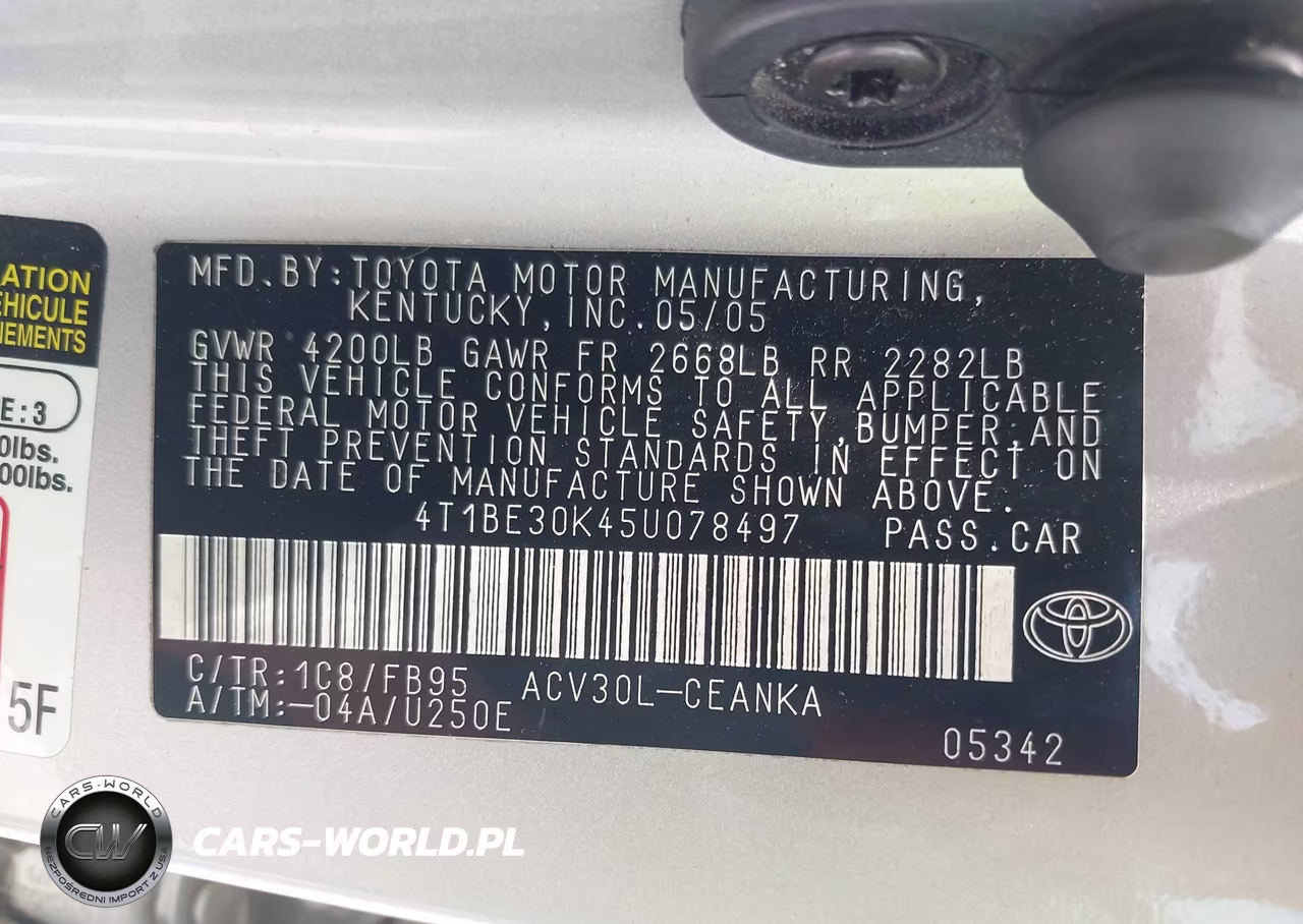 2005 Toyota Camry Le VIN:4T1BE30K45U078497 - 9