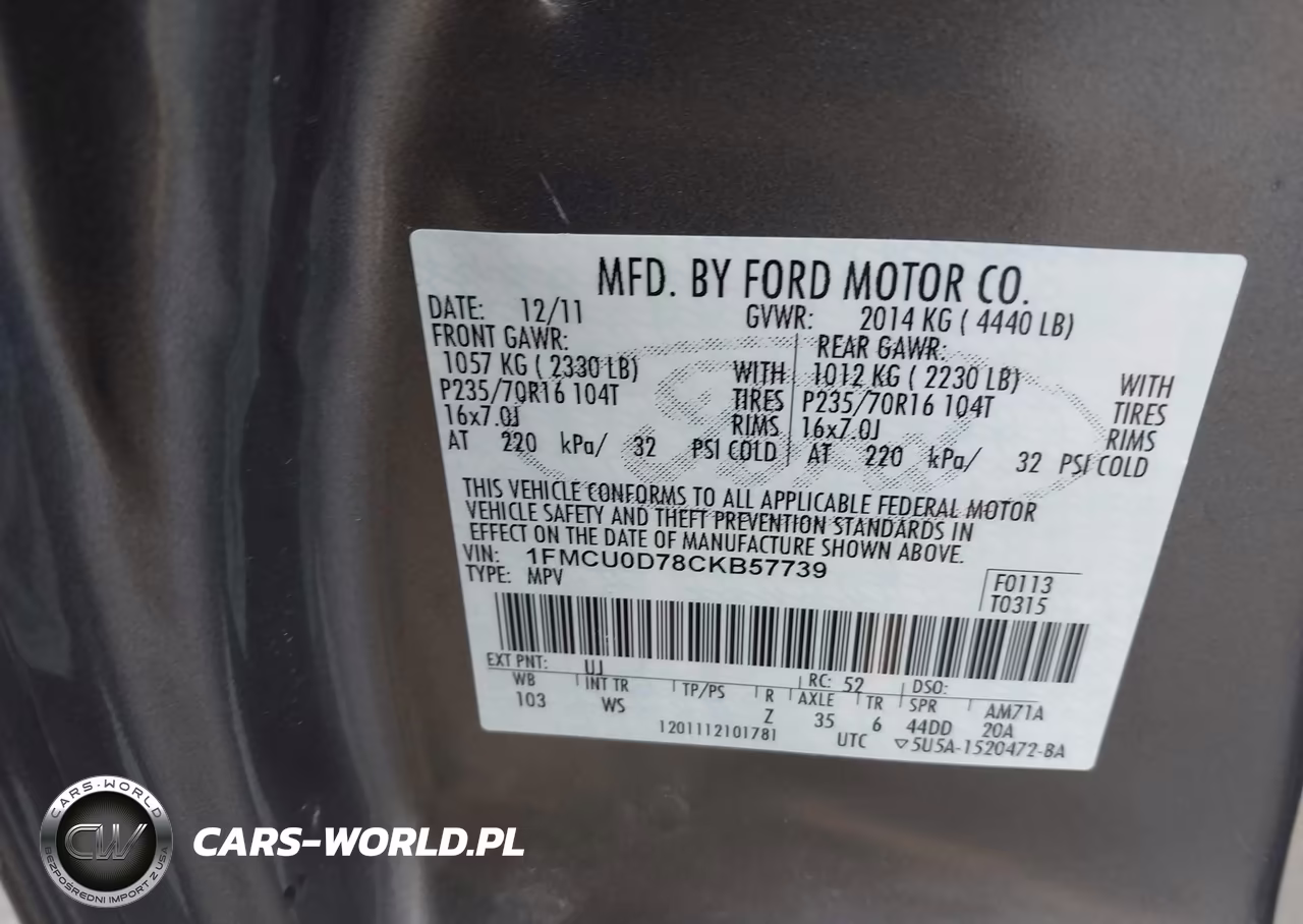 2012 Ford Escape Xlt VIN:1FMCU0D78CKB57739 - 9