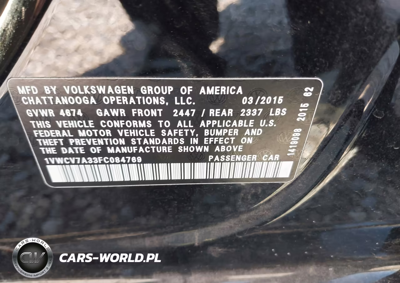 2015 Volkswagen Passat 2.0L Tdi Sel Premium VIN:1VWCV7A33FC084769 - 9
