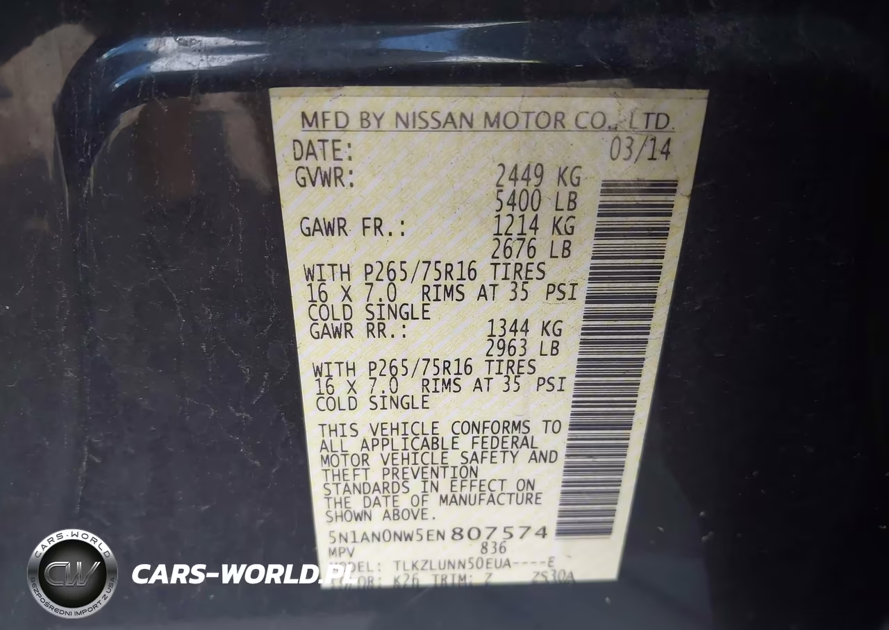 2014 Nissan Xterra Pro-4X VIN:5N1AN0NW5EN807574 - 9