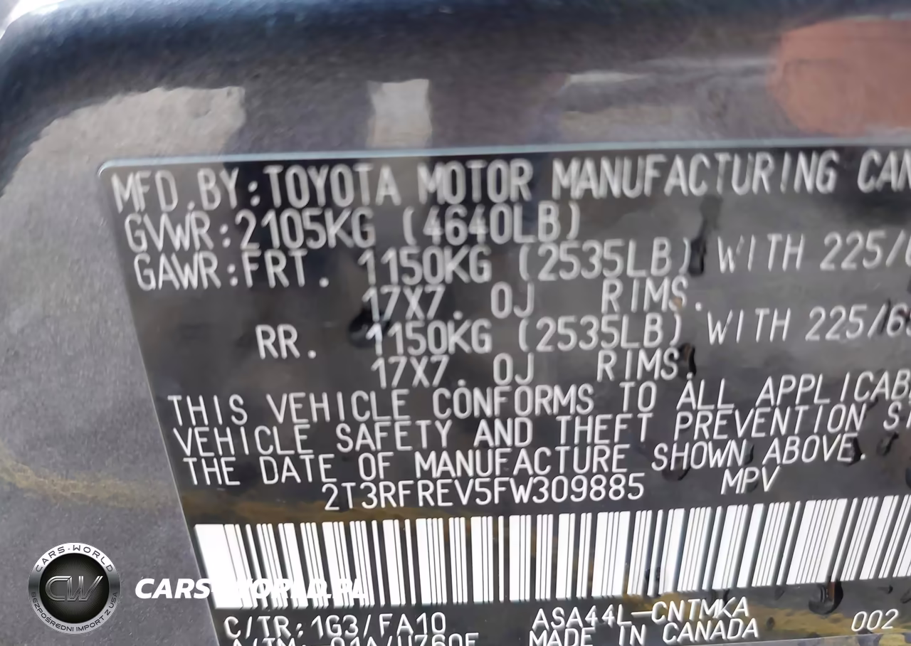 2015 Toyota Rav4 Xle VIN:2T3RFREV5FW309885 - 9