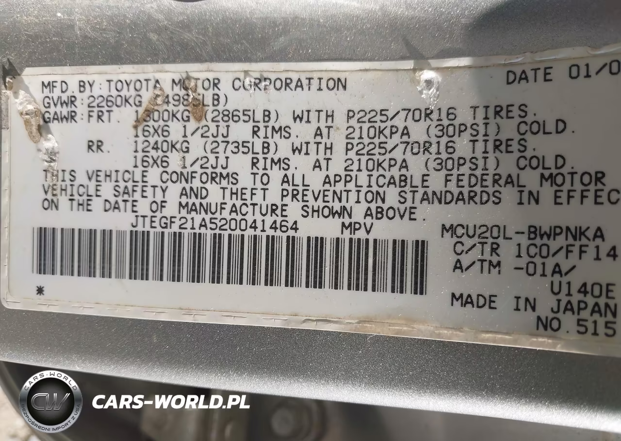 2002 Toyota Highlander Limited V6 VIN:JTEGF21A520041464 - 9