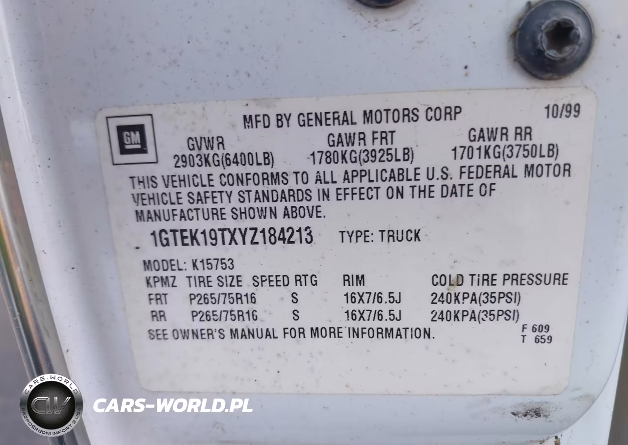 2000 GMC Sierra 1500 Sle VIN:1GTEK19TXYZ184213 - 9