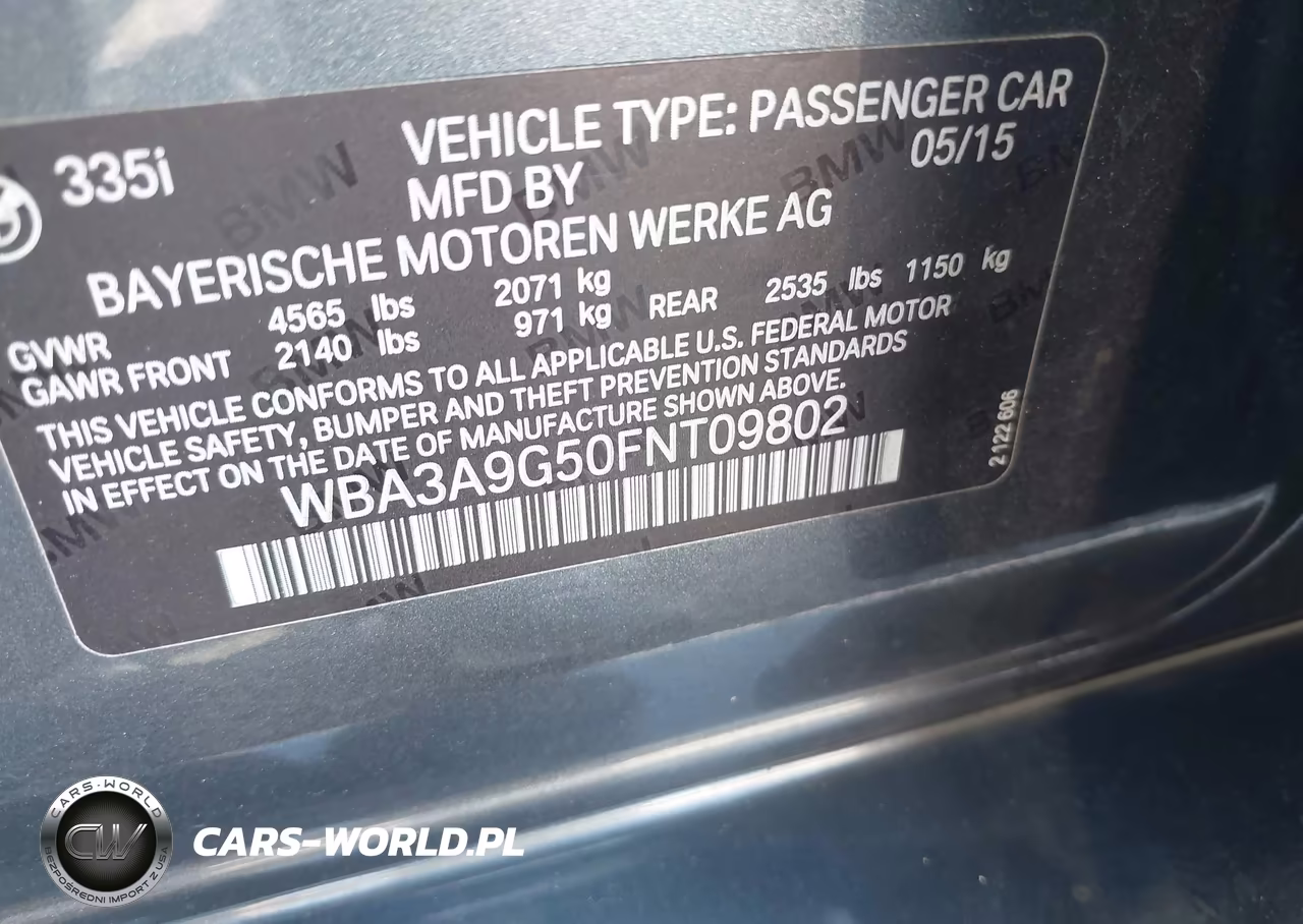 2015 BMW 335I VIN:WBA3A9G50FNT09802 - 9