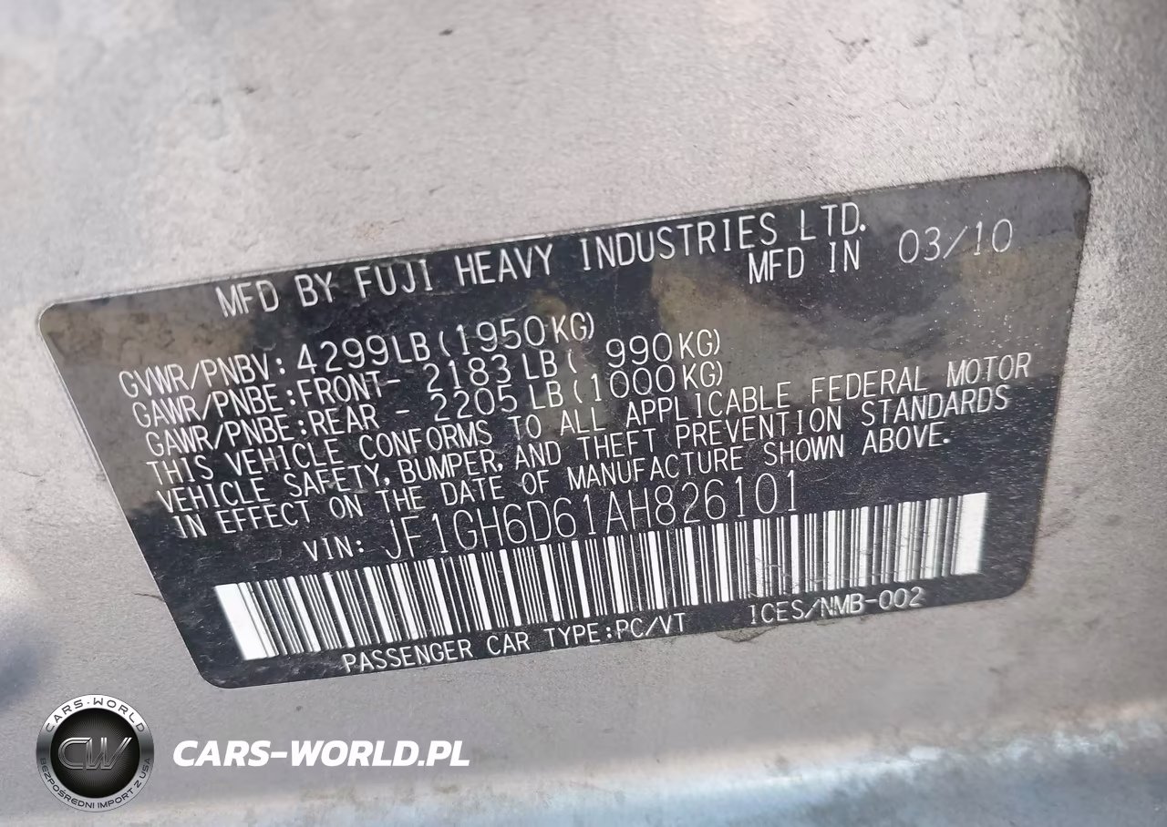 2010 Subaru Impreza Outback Sport VIN:JF1GH6D61AH826101 - 9
