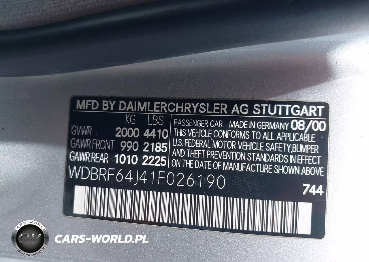 2001 Mercedes-Benz C 320 VIN:WDBRF64J41F026190 - 9