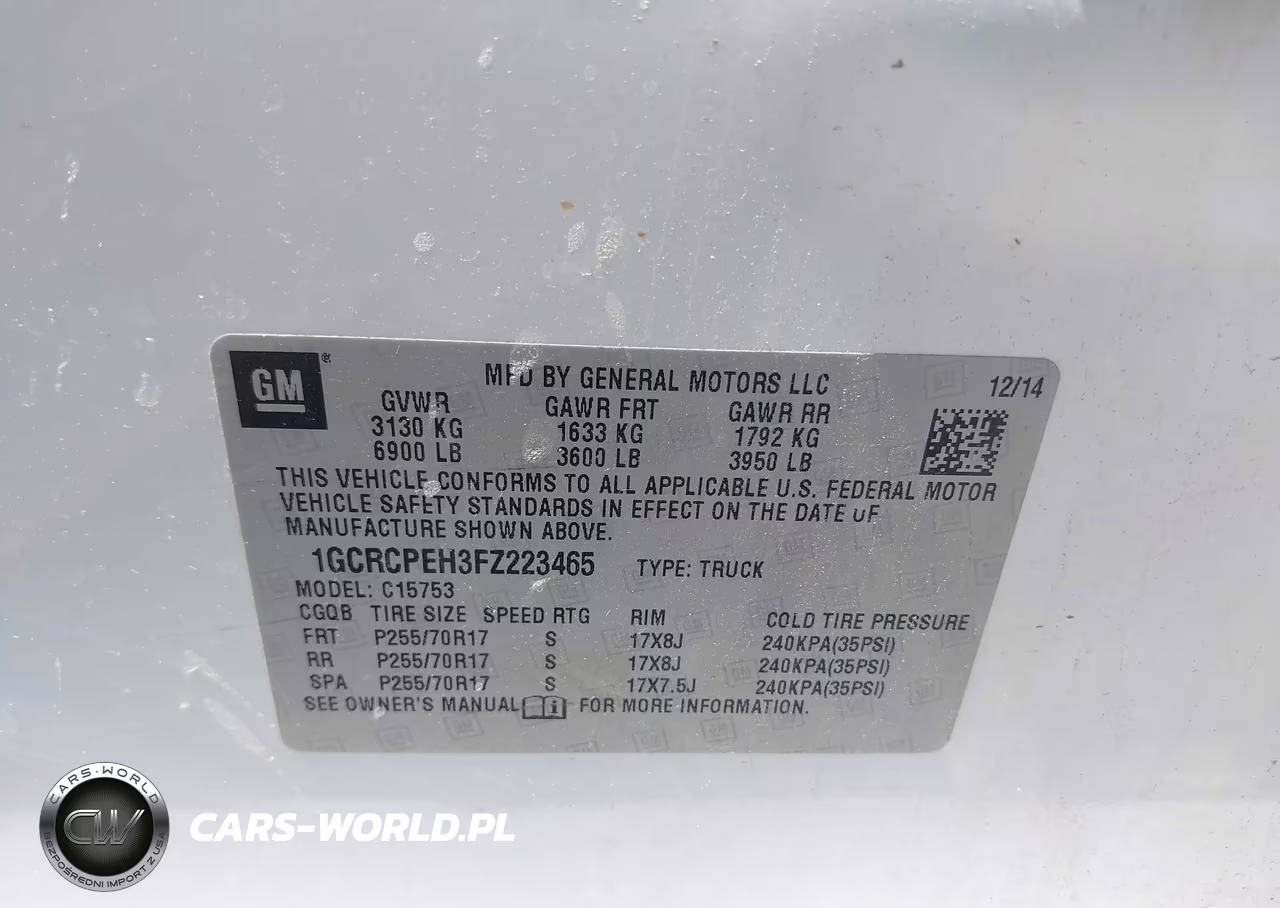 2015 Chevrolet Silverado 1500 Wt VIN:1GCRCPEH3FZ223465 - 9