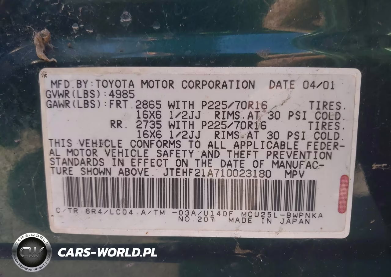 2001 Toyota Highlander V6 VIN:JTEHF21A710023180 - 9
