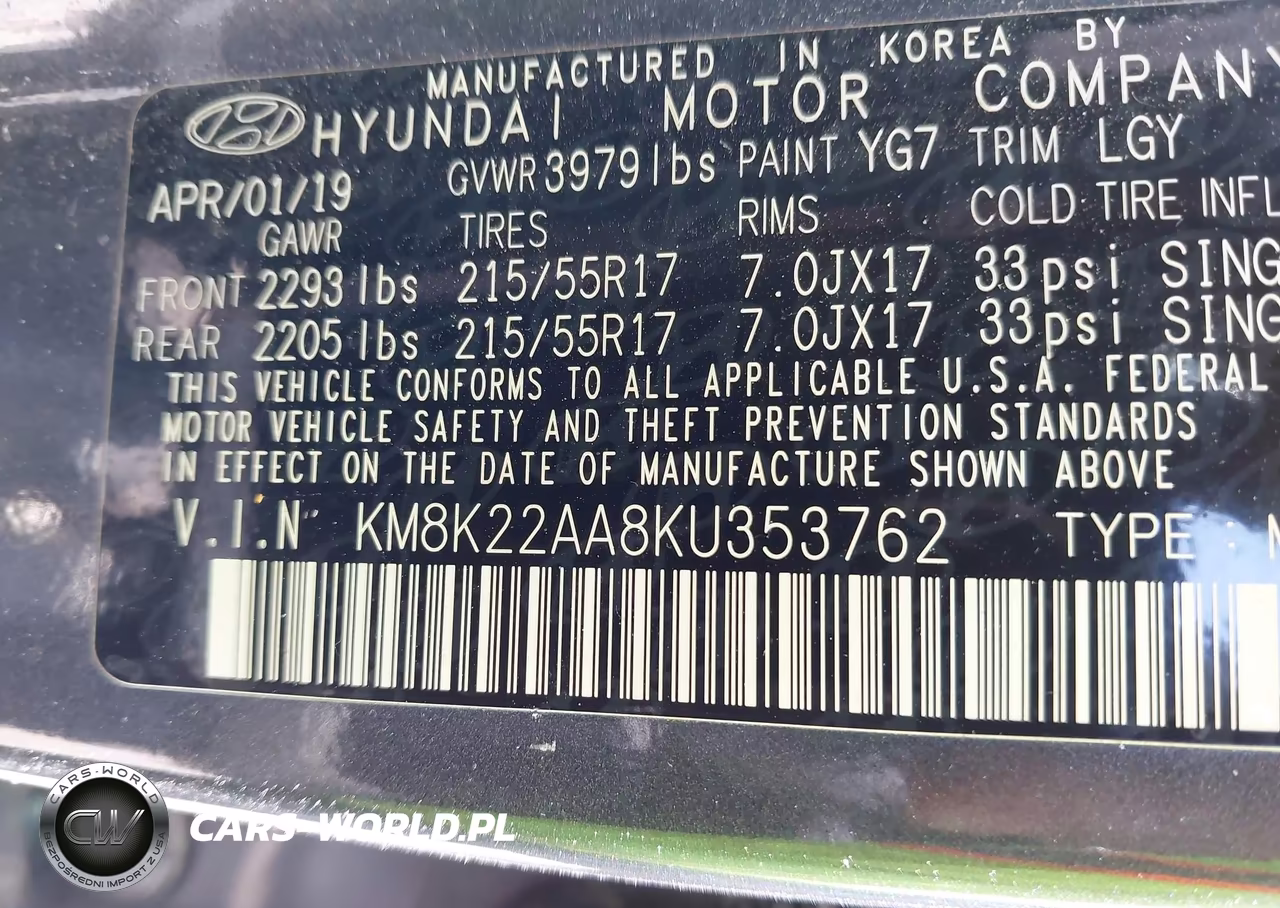 2019 Hyundai Kona Sel VIN:KM8K22AA8KU353762 - 9