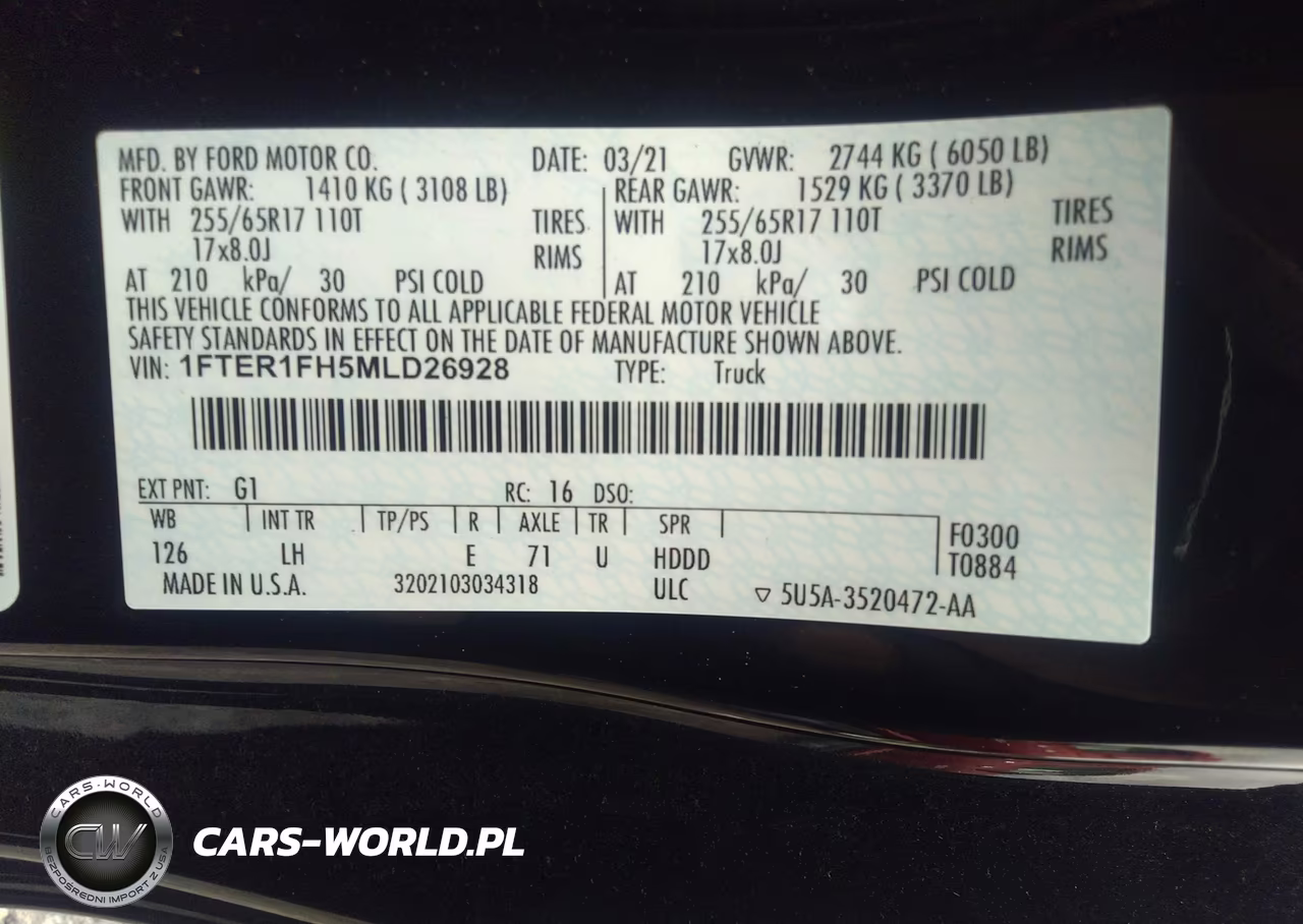 2021 Ford Ranger Xl VIN:1FTER1FH5MLD26928 - 9