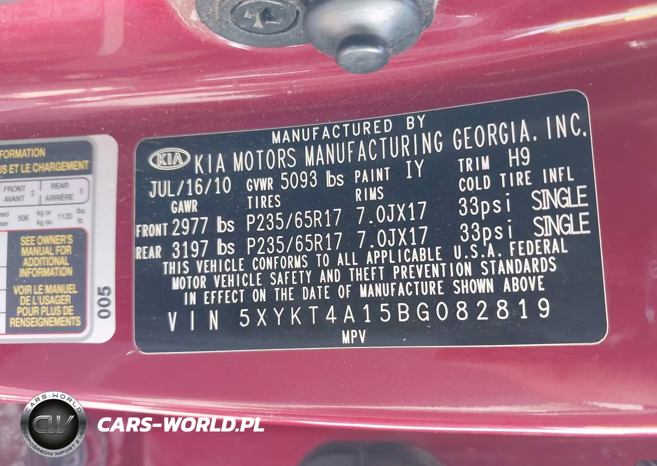 2011 Kia Sorento Lx VIN:5XYKT4A15BG082819 - 9