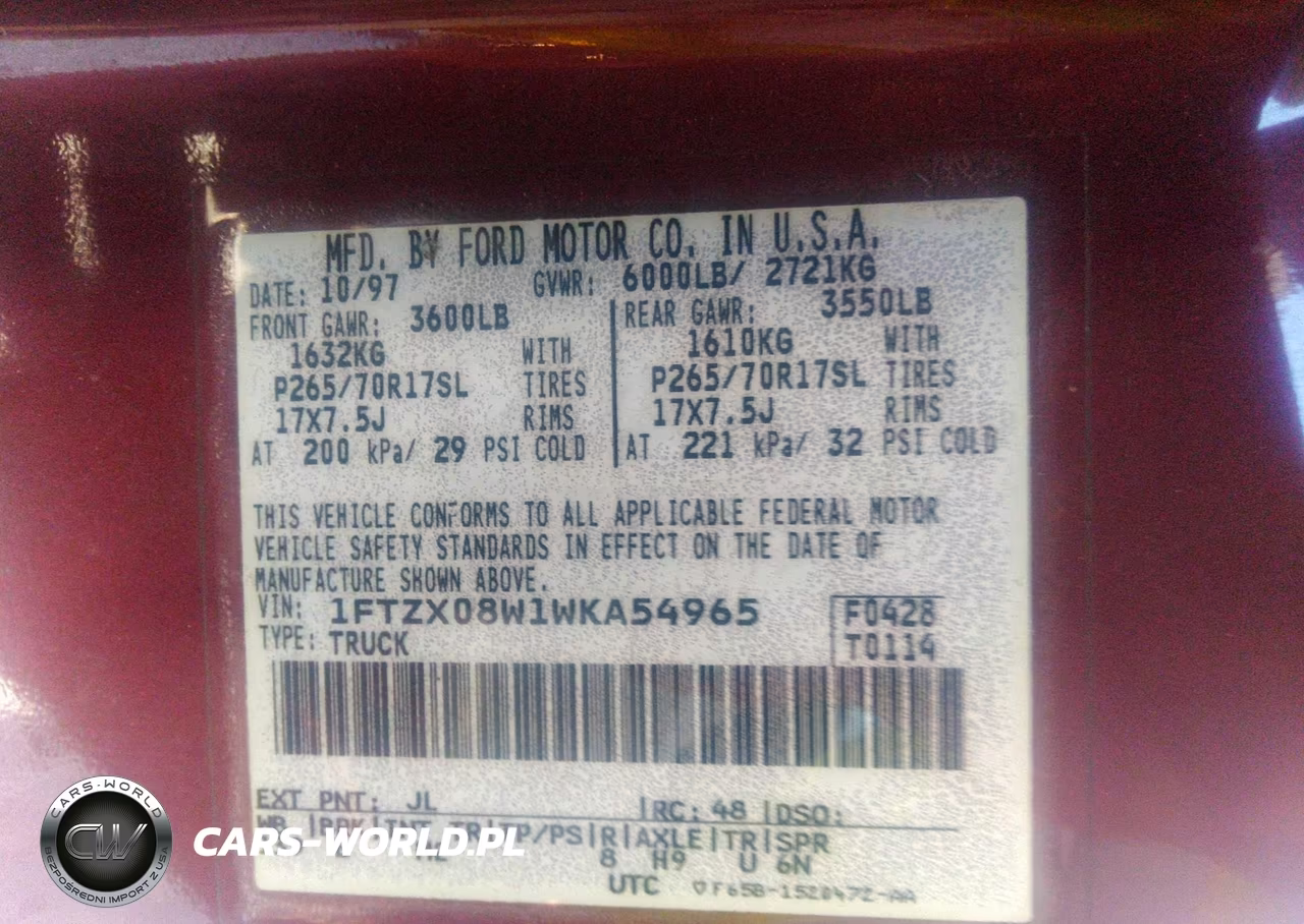 1998 Ford F-150 Lariat-Xl-Xlt VIN:1FTZX08W1WKA54965 - 9