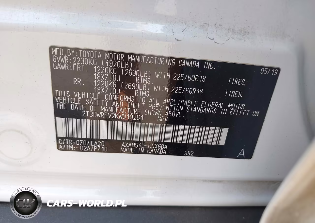 2019 Toyota Rav4 Hybrid Limited VIN:2T3DWRFV2KW010261 - 9