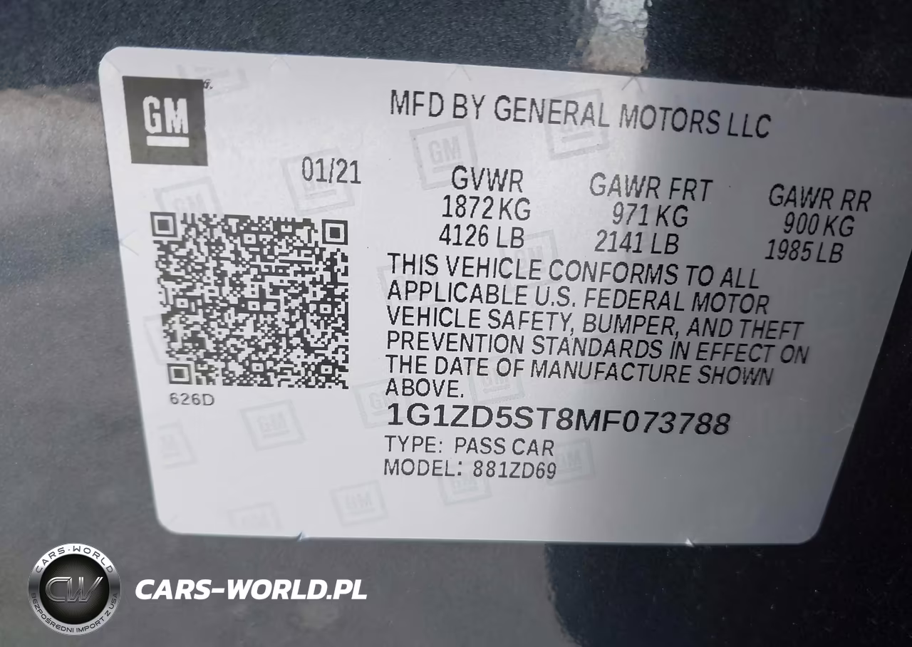 2021 Chevrolet Malibu Fwd Lt VIN:1G1ZD5ST8MF073788 - 9