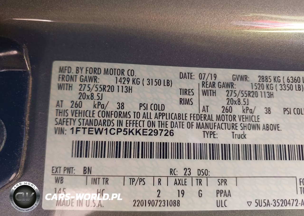 2019 Ford F-150 Lariat VIN:1FTEW1CP5KKE29726 - 9